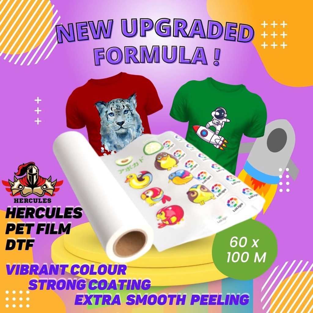 

PET FILM DTF Good Quality 60cm x 100m COATING PADAT WARNA CERAH