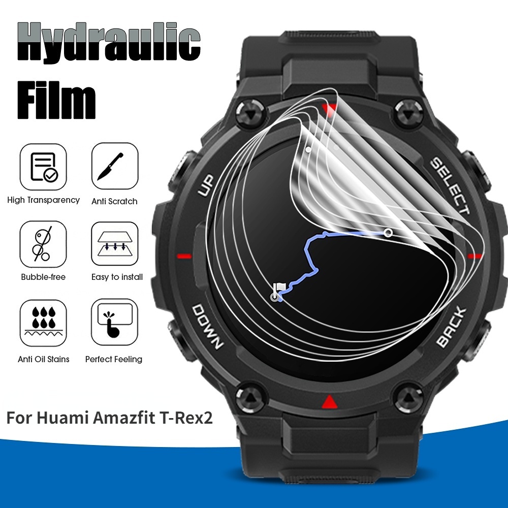 Film Pelindung Layar Smartwatch Huami Amazfit T-Rex2 Full Cover Transparan Anti Gores