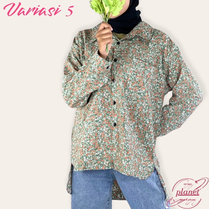 BLOUSE KOREAN STYLE KEMEJA WANITA YEJIN FLOWER FLORAL SHIRT CREAM SAGE ROSE KEMEJA BUNGA BUNGA CRINKLE AIRFLOW