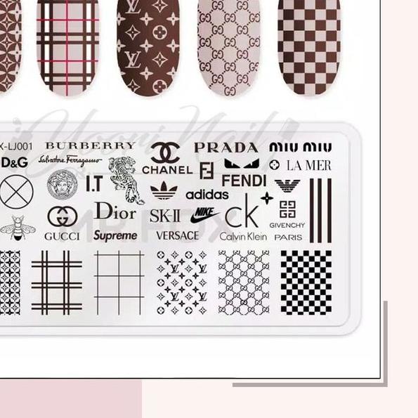 Stamp plate brand logo nail art lv stamping plate branded nail template