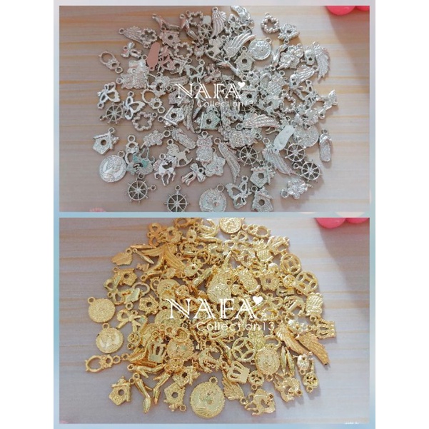 (50pcs) CCb Liontin Silver dan Gold