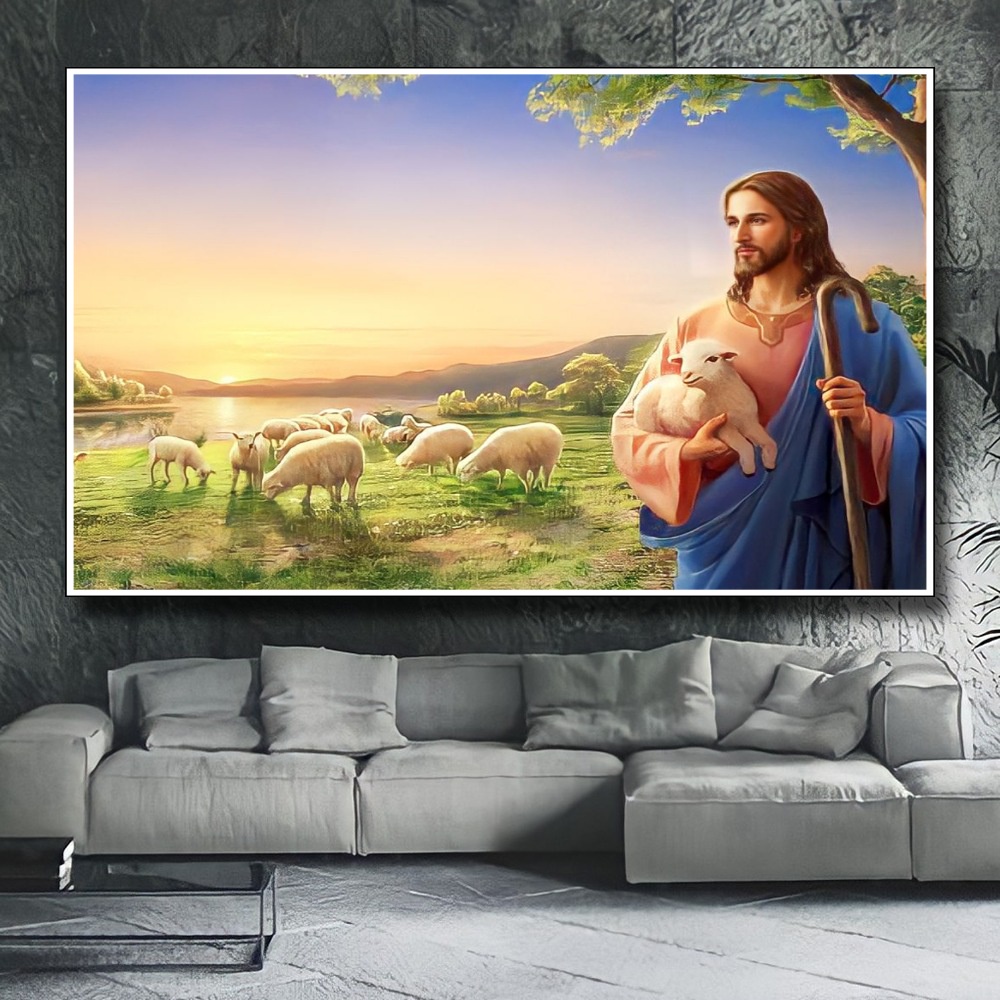 Hiasan Dinding Poster Gambar Tuhan Yesus  Xtra Jumbo Besar Best seller Ukuran 100x70cm 150x100cm 200
