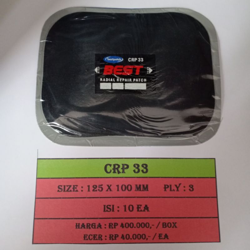 CRP 33 Radial Tyre Patch - Karet Tambal Ban Luar - Bestpatch - 1 Box isi 10pcs