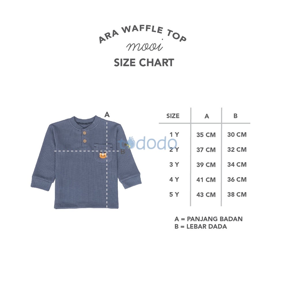 Baju Bayi Atasan Anak Mooi Sweater Ara Pocket Waffle Top 1-5 Tahun