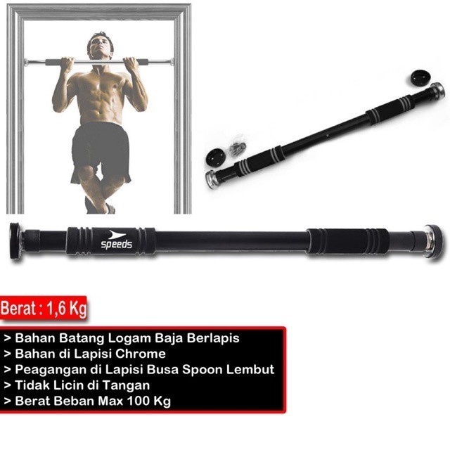 SGMSHOP Pull Up Bar 100kg Tiang Pintu Alat Olahraga Fitness Bar Latihan 100cm