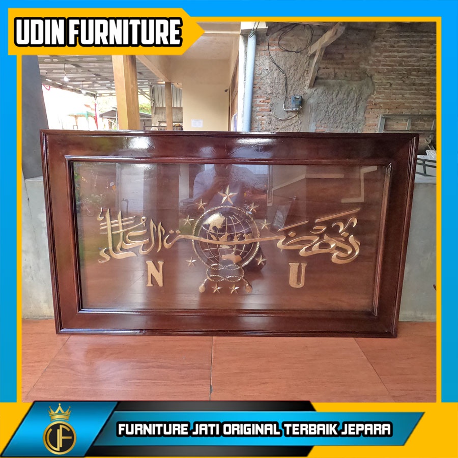 Kaligrafi ukiran NU Nahdlotul Ulama Kayu Jati