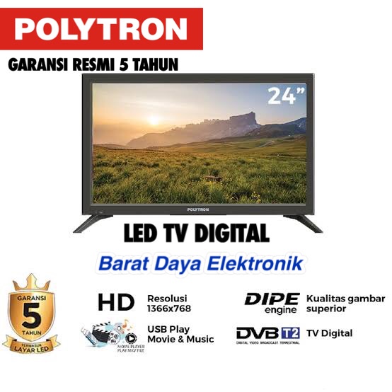 LED TV Digital Polytron 24 Inchi 24V1853 Garansi 5 Tahun SUDAH DIGITAL