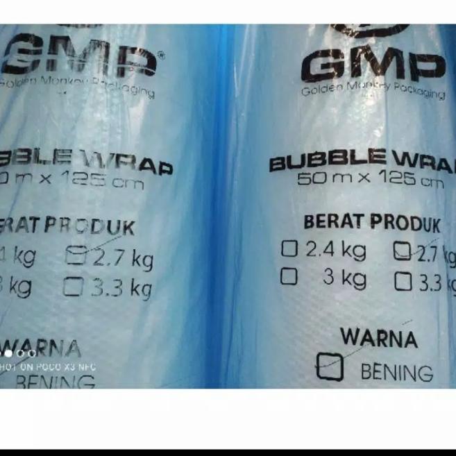 

BUBBLE WRAP GMP 2.7KG UKURAN 50M X 125CM (Persis 3KG) - Putih