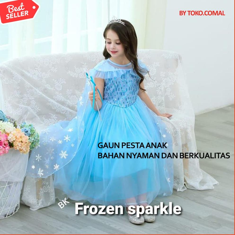 HARGA MURAH Dress Anak Baju Pesta Gaun Perempuan FROZEN SPARKLE kostum princess elsa anna putri froz