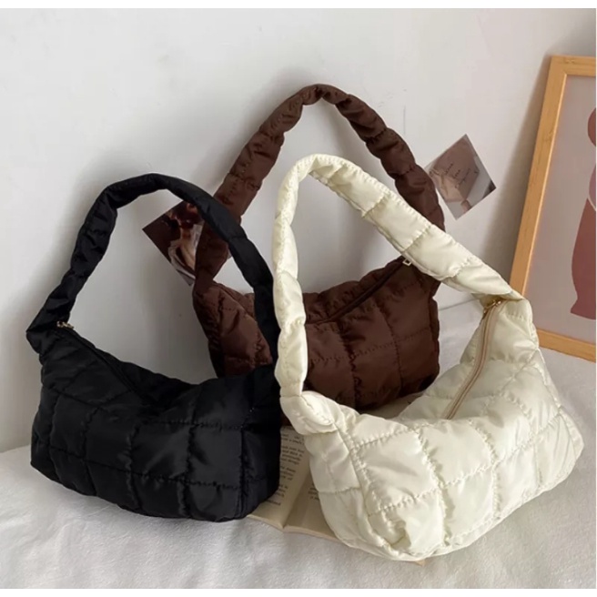 uniQue.id - Shoulder Bag LEONY Puffy Bag Parasut Water Proof Tas Bahu Small Size Aesthetic Hobo Bag Outdoor Casual