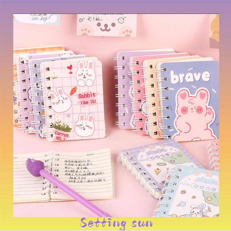 A7 Buku kecil Kartun mini notebook ring motif buku tullis kecil lucu notebook ring motif Perlengkapan sekolah TN