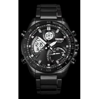 SKMEI Jam Tangan Pria Luxury Stainless Steel Wristwatch - 1889 - Black White