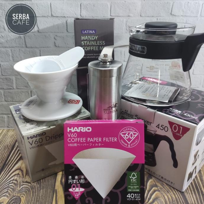 Paket V60 + Server Hario + Paper Filter + Grinder (ORIGINAL)