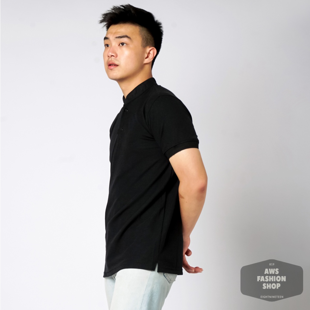 819 Kaos Polo Pria Polo Shirt Kerah Shanghai Black Hitam Casual Tersedia Ready Sampai Size JUMBO BIG SIZE XXL XXXL