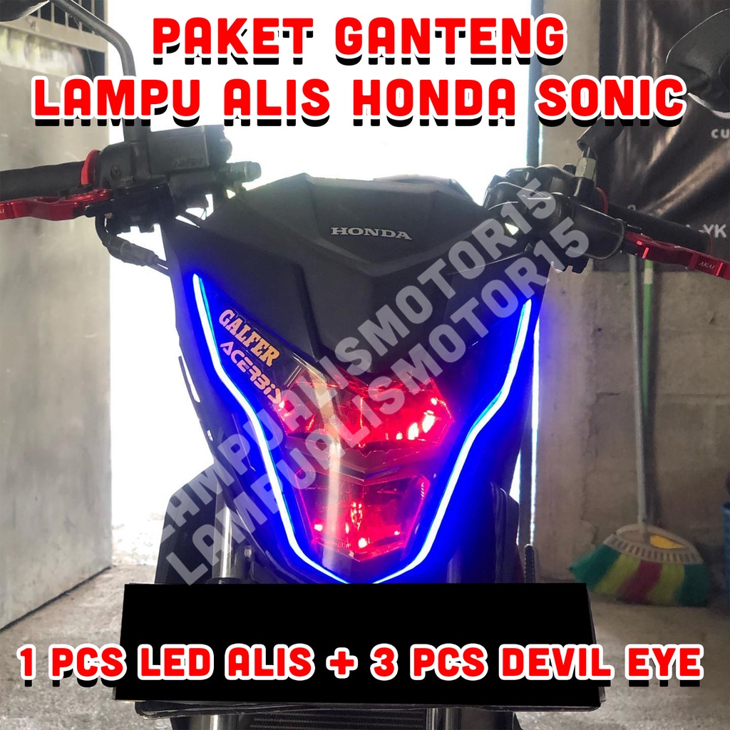 PAKETAN LAMPU ALIS BONUS DEVIL EYE SONIC LAMPU VARIASI HEADLAMP SONIC TIDAK BERBINTIK HARGA SEPAKET 