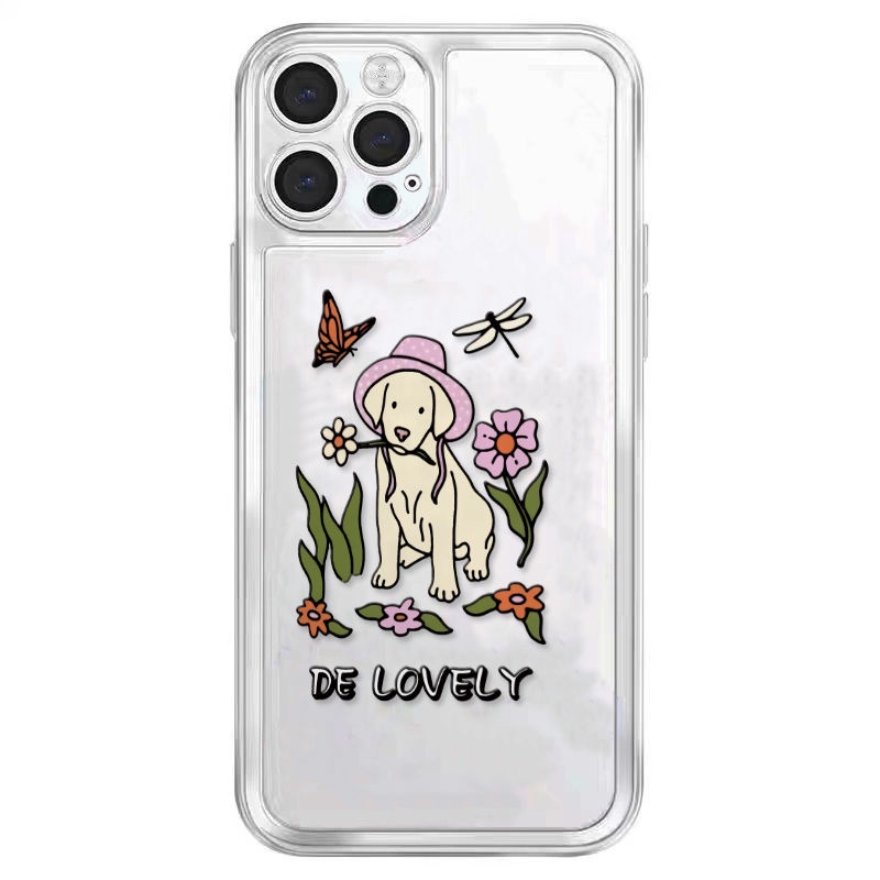 IPHONE Bite Bunga Anjing Transparan Lembut Casing Ponsel Kompatibel Untuk Iphone14 13 12 11 Pro XS Max8 7 Plus XR X Casing Silikon TPU Shockproof Cover