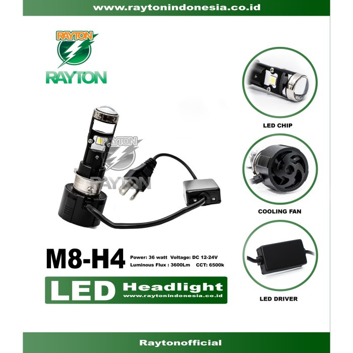 RTD RAYTON LED OTOMOTIF MOTOR M8-H4 36W ORIGINAL
