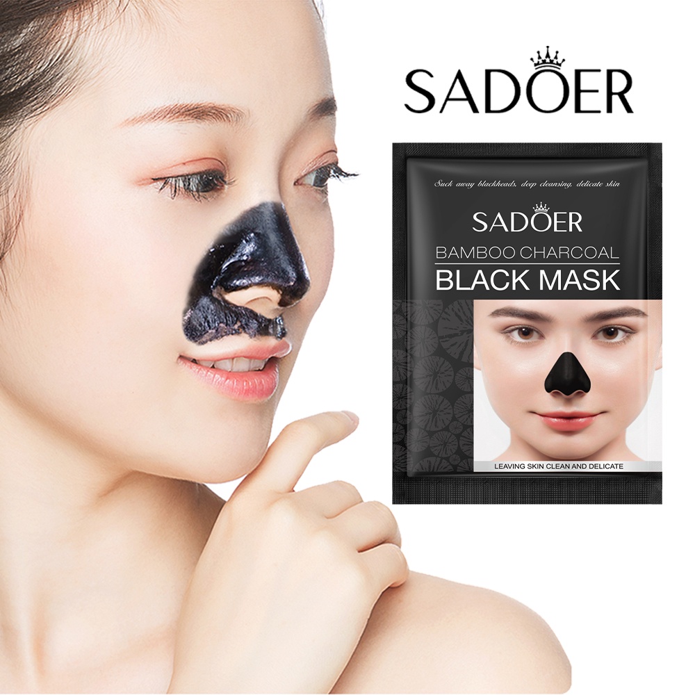 SADOER BLACK MASK MASKER KOMEDO Peel Off Mask / Charcoal actived Carbon / Masker Komedo Hidung dan Wajah Import