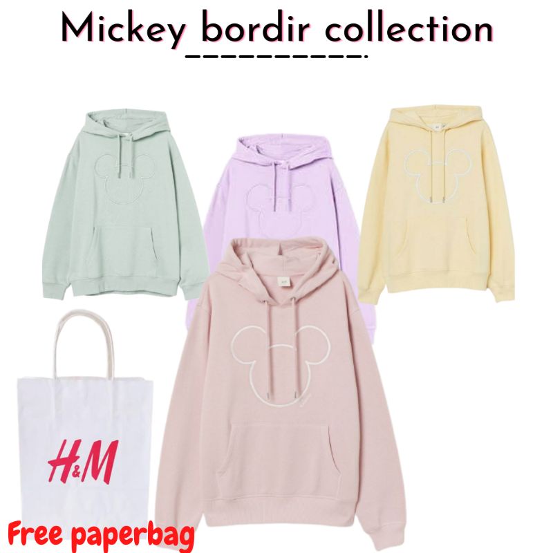 Hoodie Jaket h&m Mickey Mouse Disney Bordir H&M Hoodie Cewek Free Paperbag