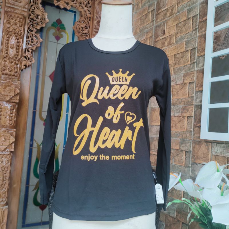 Kaos Dewasa Queen Kaos Harian Perempuan Cewek Wanita Atasan Lengan Panjang Kekinian Viral Terbaru