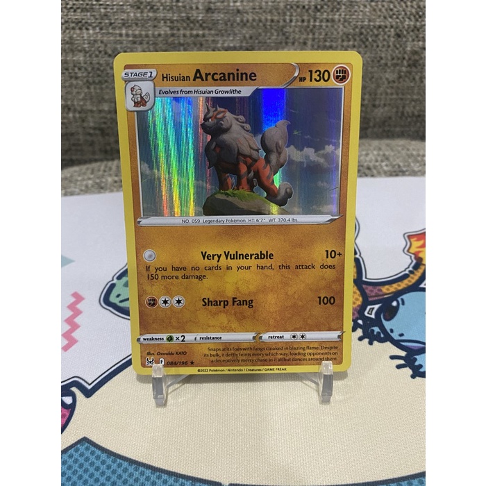 Pokemon TCG English Hisuian Arcanine 084/196 Holo Rare Lost Origin