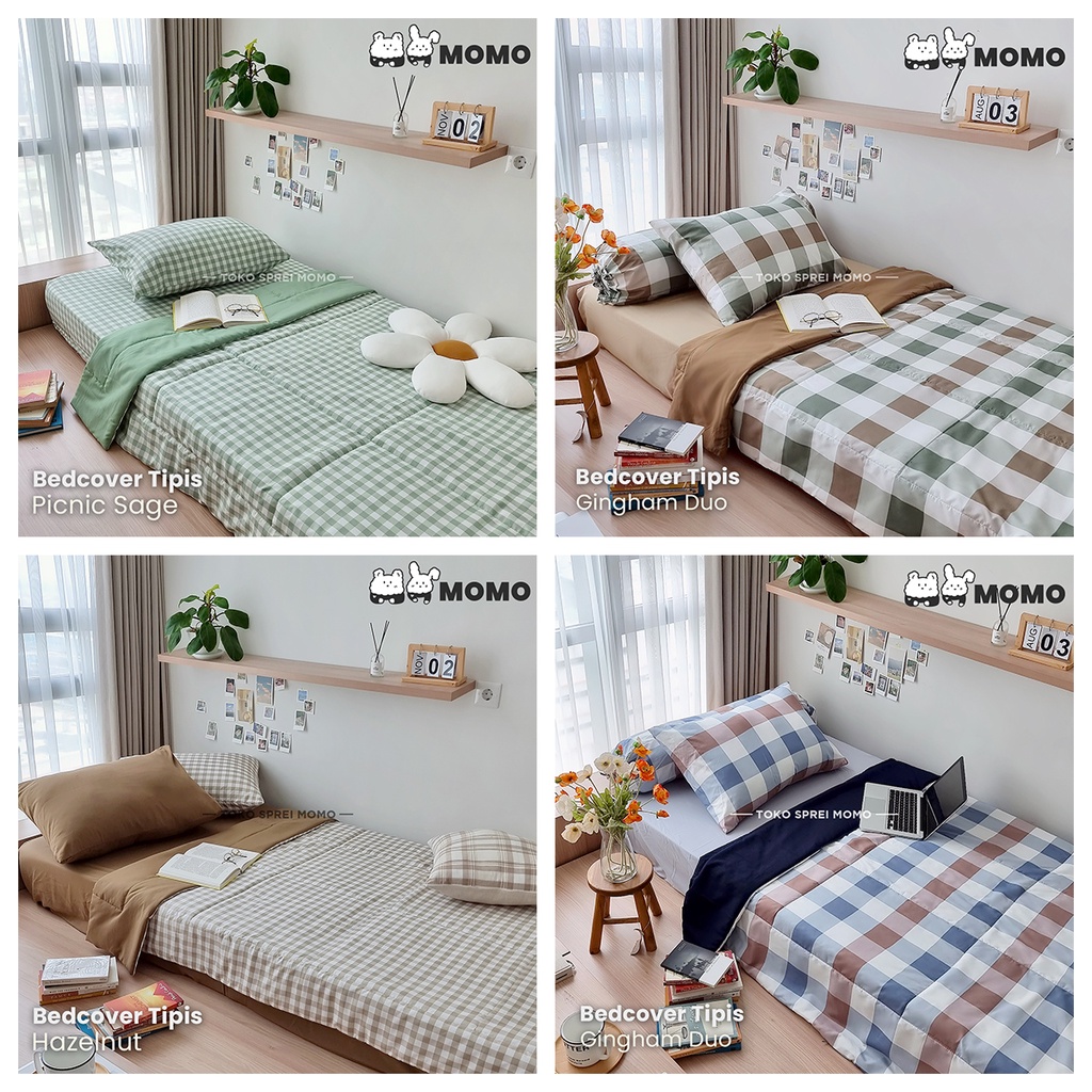 Bedcover Single Lite Edition - Motif Kotak MOMO - Selimut Saja