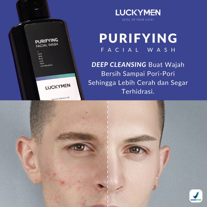 LUCKYMEN FACIAL WASH PURIFIYING MEMBERSIHKAN WAJAH