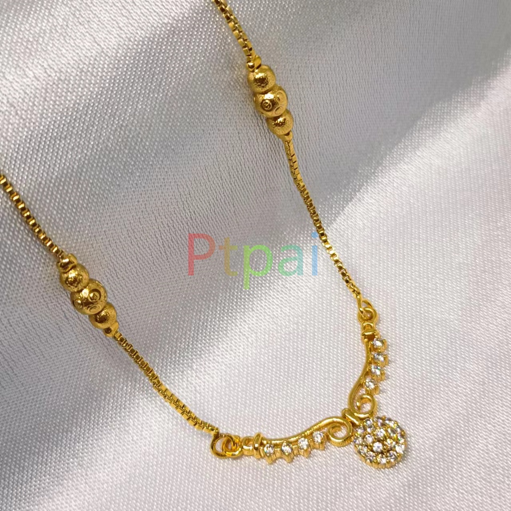 Kalung Liontin Berlian Titanium Wanita Anti Karat Fashion Korea Permata Zircon Aksesoris lapis emas 24k gold