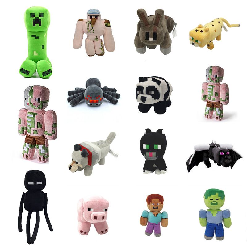 Mainan Rambat Boneka Boneka Boneka Boneka Enderman Serigala Mewah Boneka Pixel