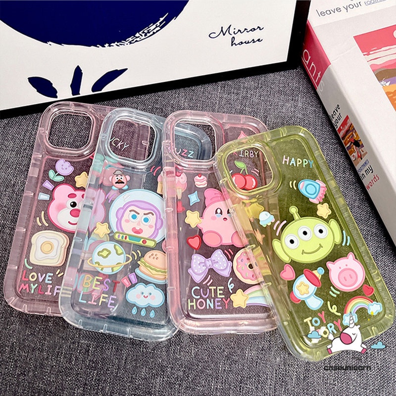 IPHONE Kompatibel Untuk Iphone11 14 13 12 Pro MAX XR 7plus 7 8 6 6S Plus X XS MAX Shockproof Airbag Kartun Stiker Lucu Toy Story Manyo Alien Buzz Lightyear Transparan Lembut TPU Case