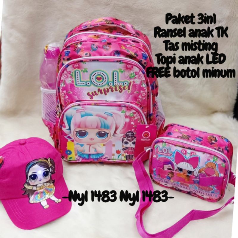 &quot;aurabagss&quot; - Beli 1 Dapat 2 3 &amp; 4 Tas Anak Perempuan Motif LOL Printing Paket 2 In 1  3 In 1 &amp; 4 In 1 Ransel Anak Perempuan Sekolah PAUD TK Backpack Sekolah Ngaji Fashion Kado Ultah Ala &quot;aurabagss&quot;