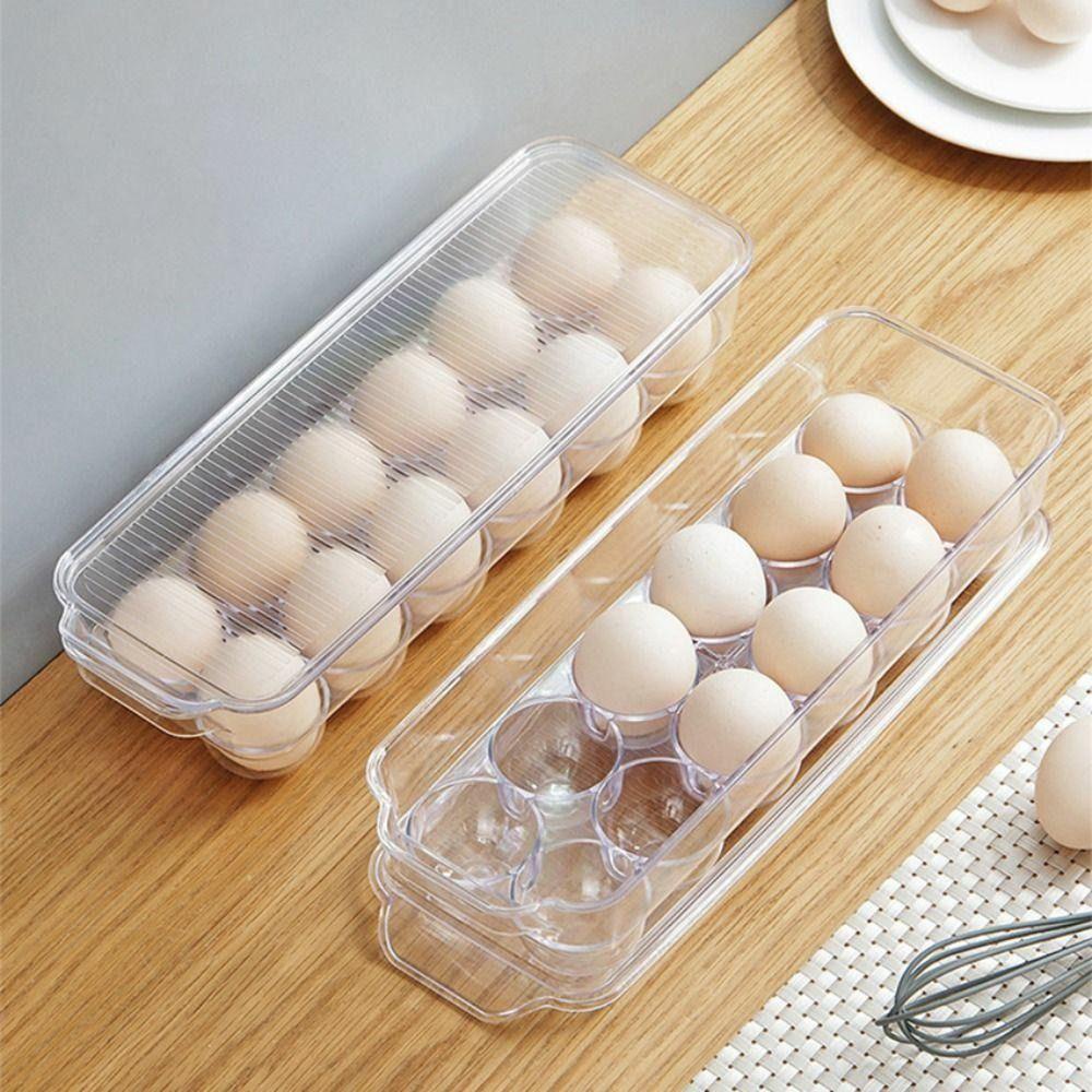 【 ELEGANT 】 Kotak Penyimpanan Telur Bahan Plastik Kokoh BPA-Free Dengan Tutup Kedap Udara Untuk Organizer Kulkas Fridge