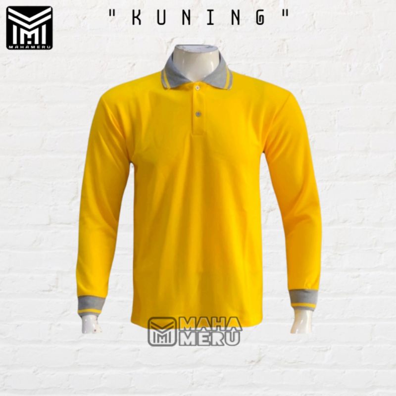KAOS KERAH LENGAN PANJANG PRIA/WANITA BAJU BERKERAH TANGAN PANJANG POLOS DEWASA