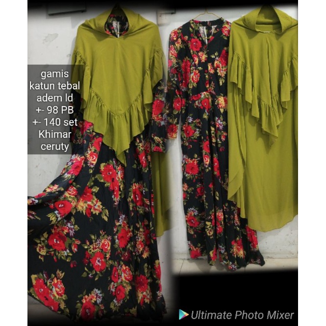 pl set gamis/dress Khimar/hijab katun premium branded preloved/second/bekas vgc