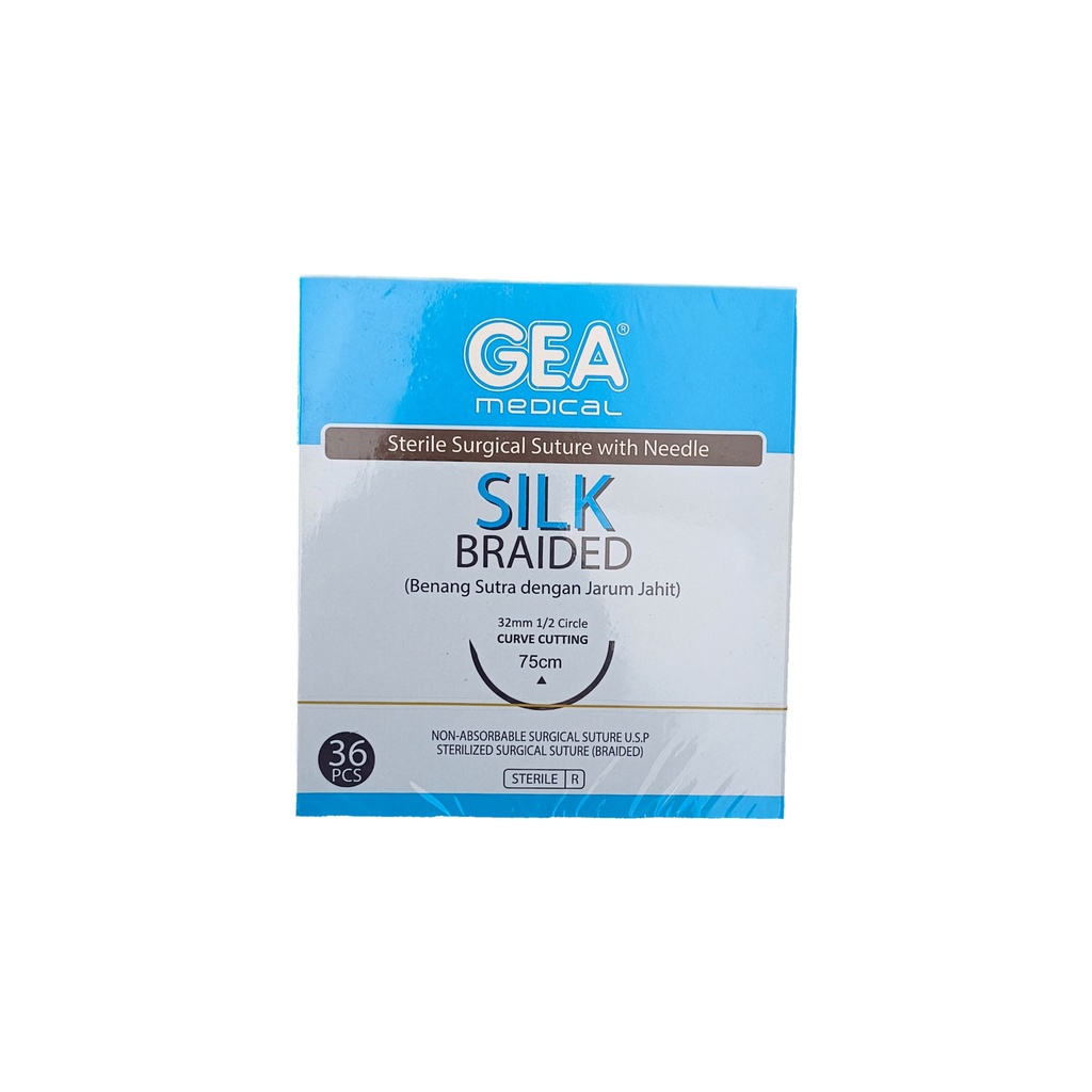 Benang Jahit Silk Catgut GEA 2/0 3/0 DENGAN JARUM / TANPA JARUM / Hecting Suture
