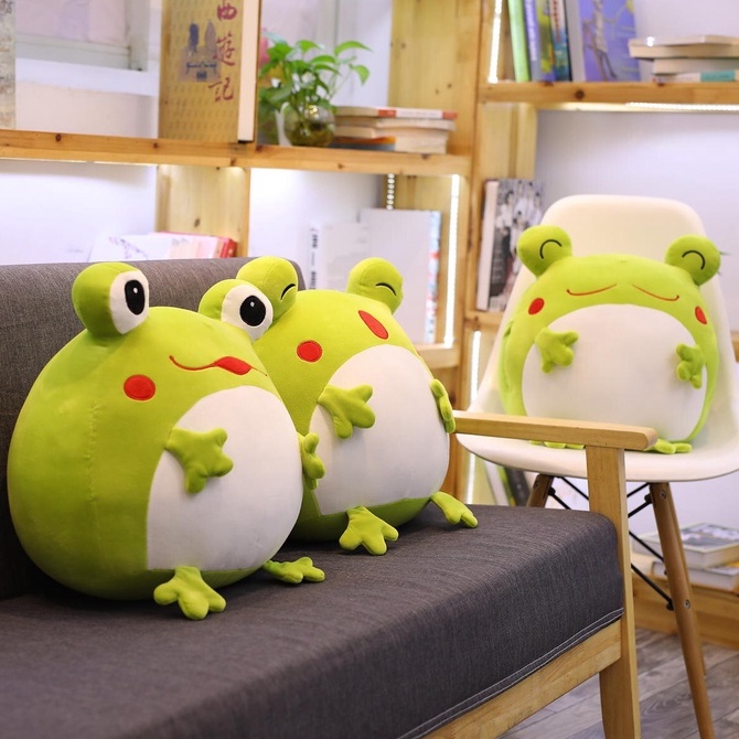Bantal Boneka Lucu karakter Katak Kodok Frog Plush Bahan Halus Lembut Empuk