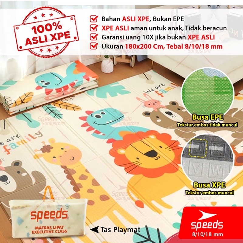 SPEEDS Karpet Lipat Playmat Bayi Karpet Bayi 180x200 cm Matras Bayi Playmat Foam Lipat