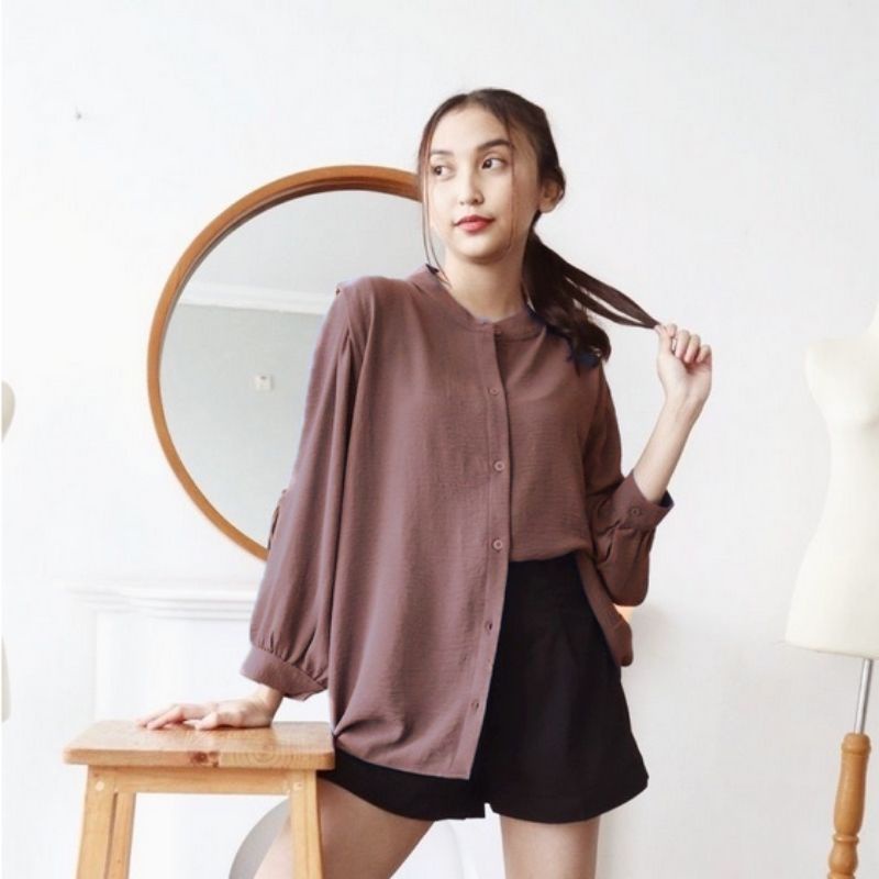 Atasan Blouse Crinkle Premium - Korean Blouse - Baju Atasan Wanita Kekinian - Outfit Wanita Kekinian - Pakaian Wanita