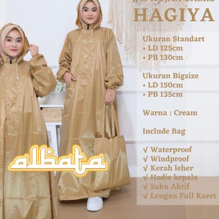 BIG PROMO Jas Hujan wanita Muslimah Tipe Gamis Albata Solo warna Coklat Muda Grosir jas hujan muslim
