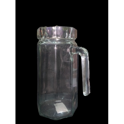 Pitcher Hexagon 1000ml | Teko Kaca Tahan Panas/Dingin Cantik Tanpa Tutup | Pitcher Kaca ISO 1250 cc