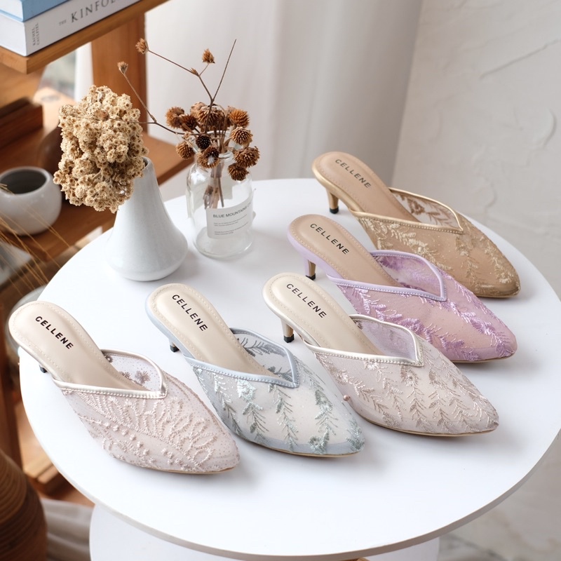 CELLENE Halley Lace Heels | wedding shoes lace brukat tinggi 5cm