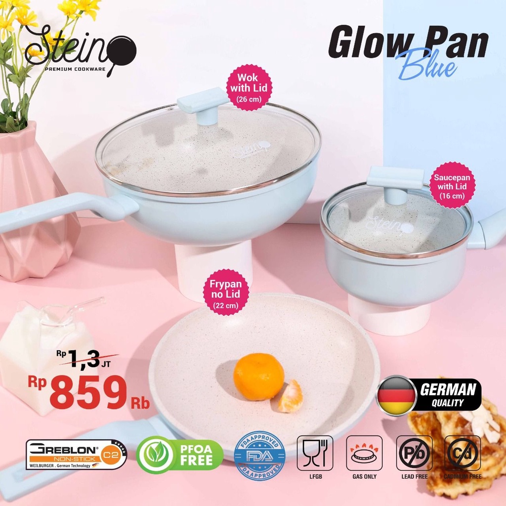 Stein Cookware Glow Pan Set | Blue Series