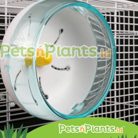Mainan Roda Kandang Syrian Hamster - Silent Jogging Wheel Import BESAR - Biru Muda