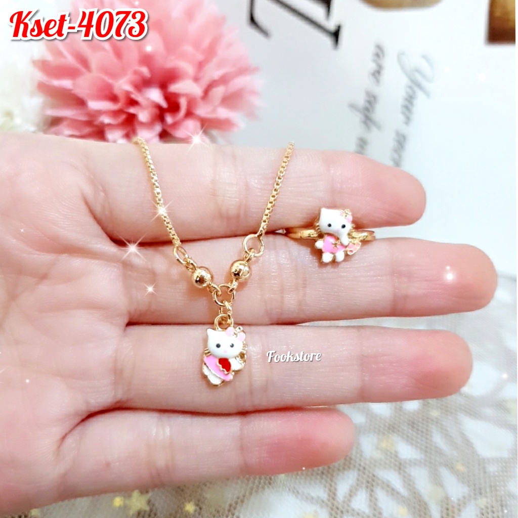 COD SET kalung Kitty &amp; Cincin Kitty ANAK