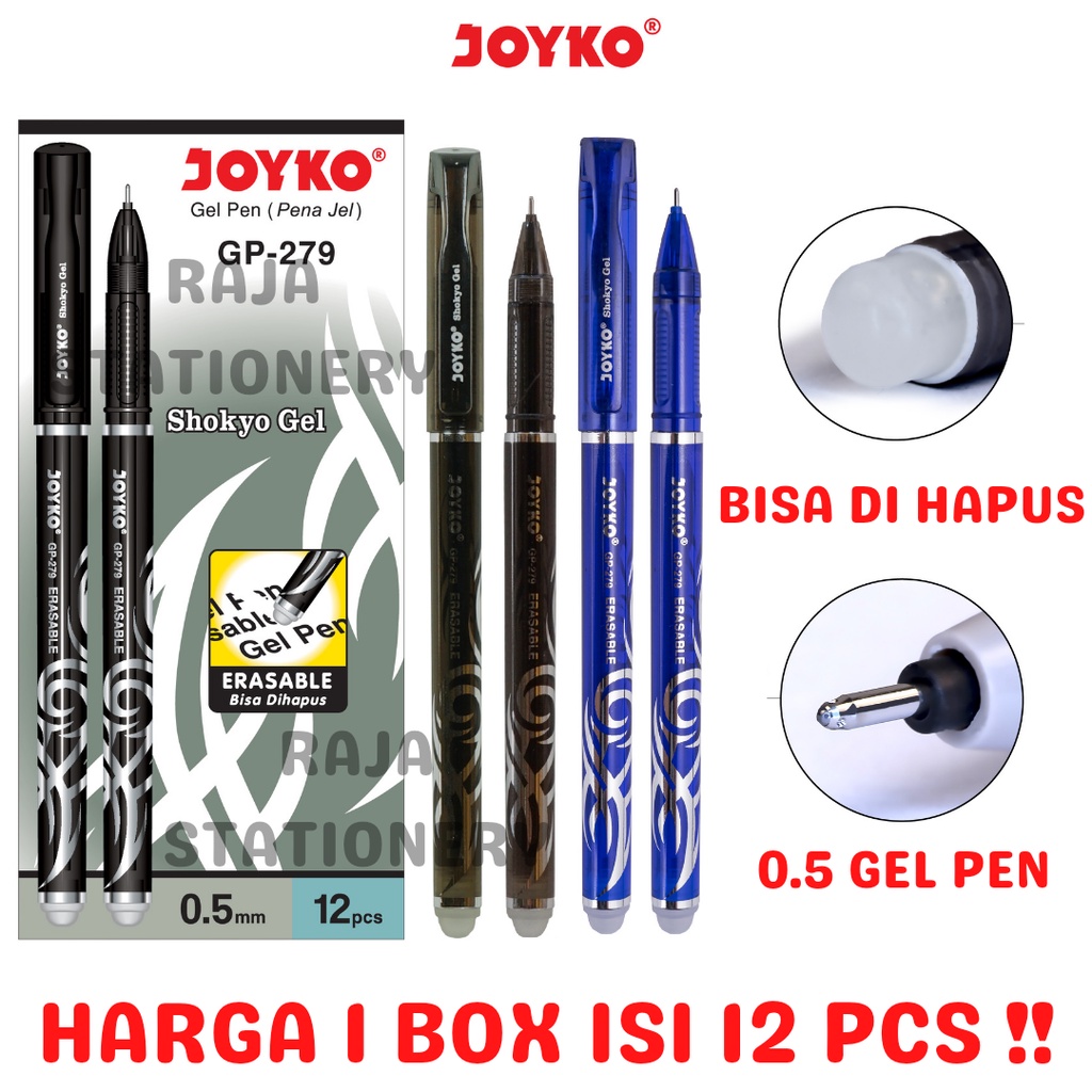 Jual JOYKO ERASABLE GEL PEN HITAM BIRU PULPEN PEN BISA DIHAPUS JOYKO