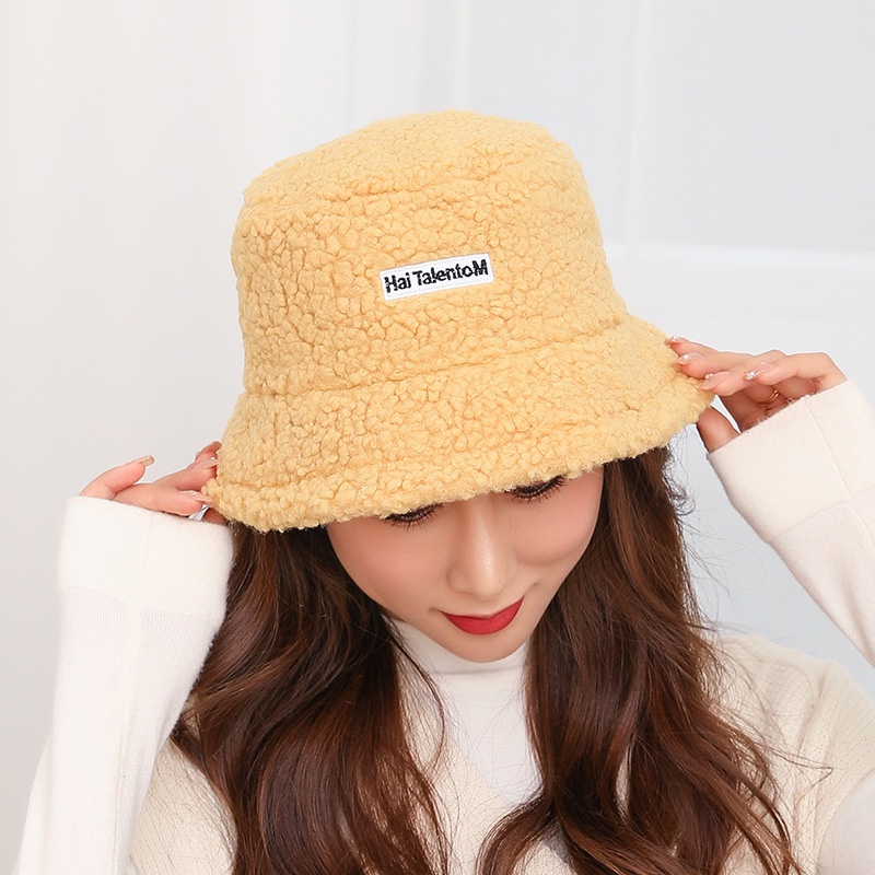 TALENTO HI Topi Bucket Bulu Domba Unisex Tebal Hangat Korean Style Fashion Gaya Jepang By Chikoisme NR