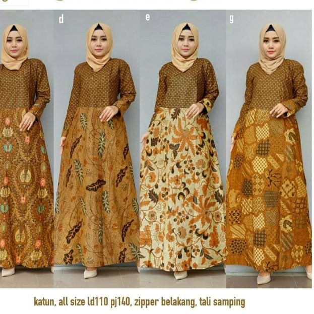 Batik Solo Gamis Duao Sogan All Size Batik Amanah Surakarta