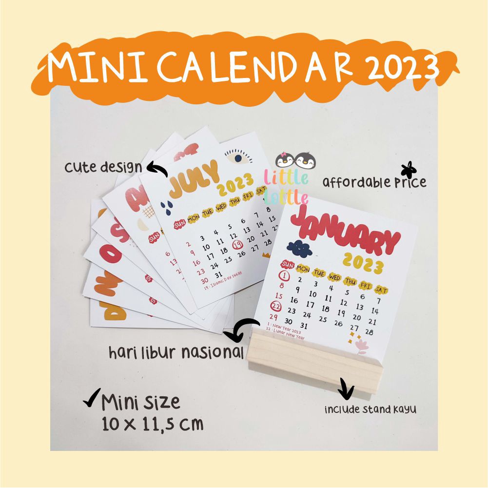 Kalender 2023 lucu estetik Mini Calendar Cute