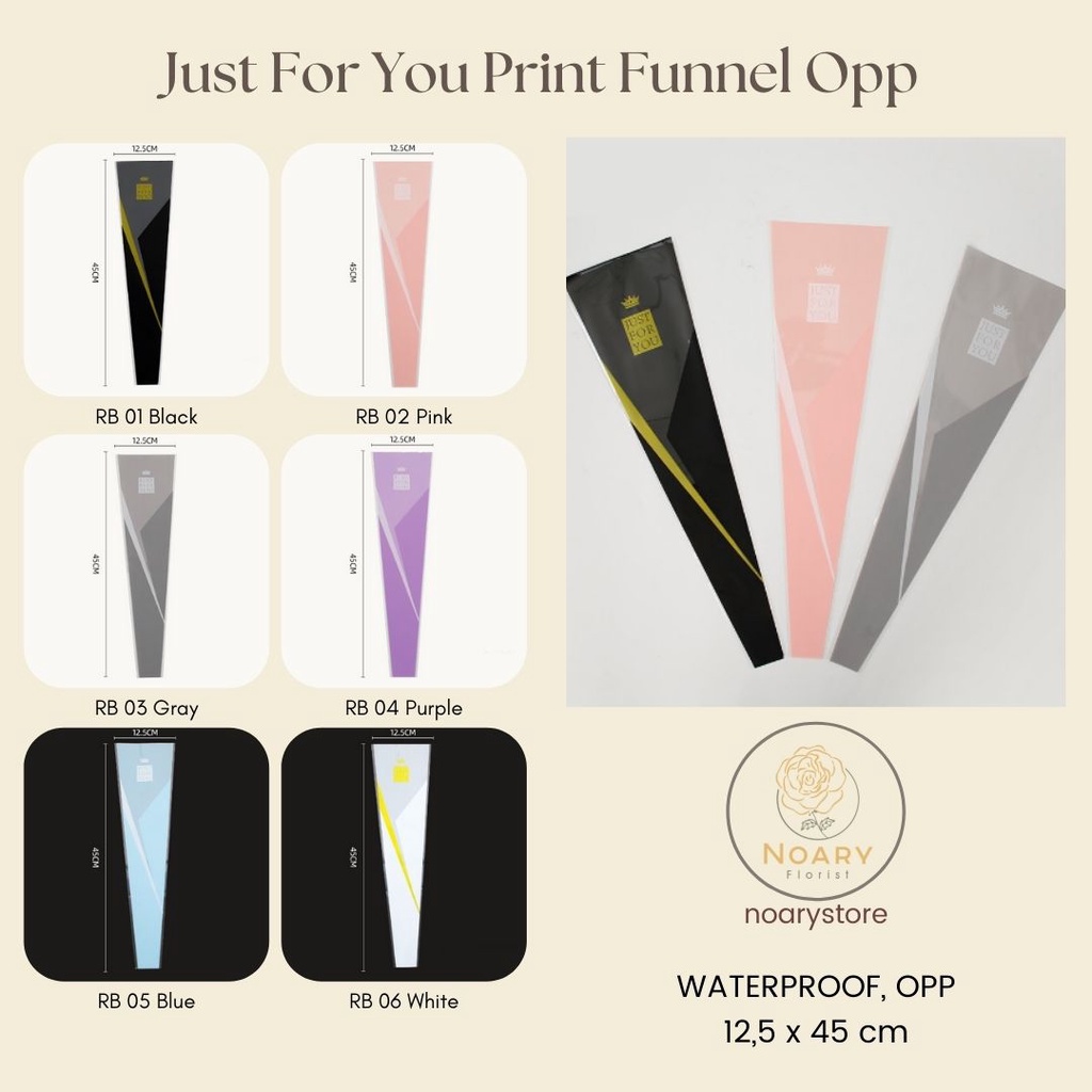 Just For You Print Funnel OPP / Flower Wrapping / Cellophane / Wrap / Kertas Bunga / Kertas Kado / Flower Paper / Kertas Grosir / Kertas Import / Kertas Cellophane / Florist / Buket Bunga / Florist Supply / Kertas Termurah / OPP / BI