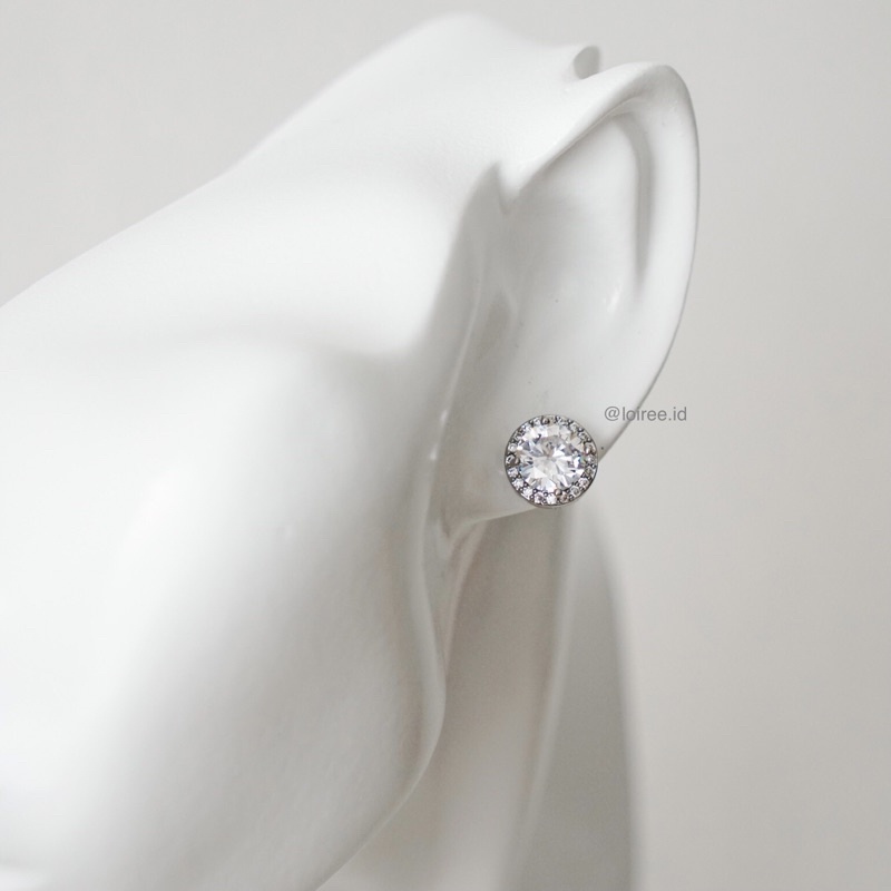 DIANA | Luxe Collection - Zirconia Round Halo Daily Stud Earrings - Anting Wanita